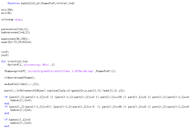 Matlab code used for image analysis